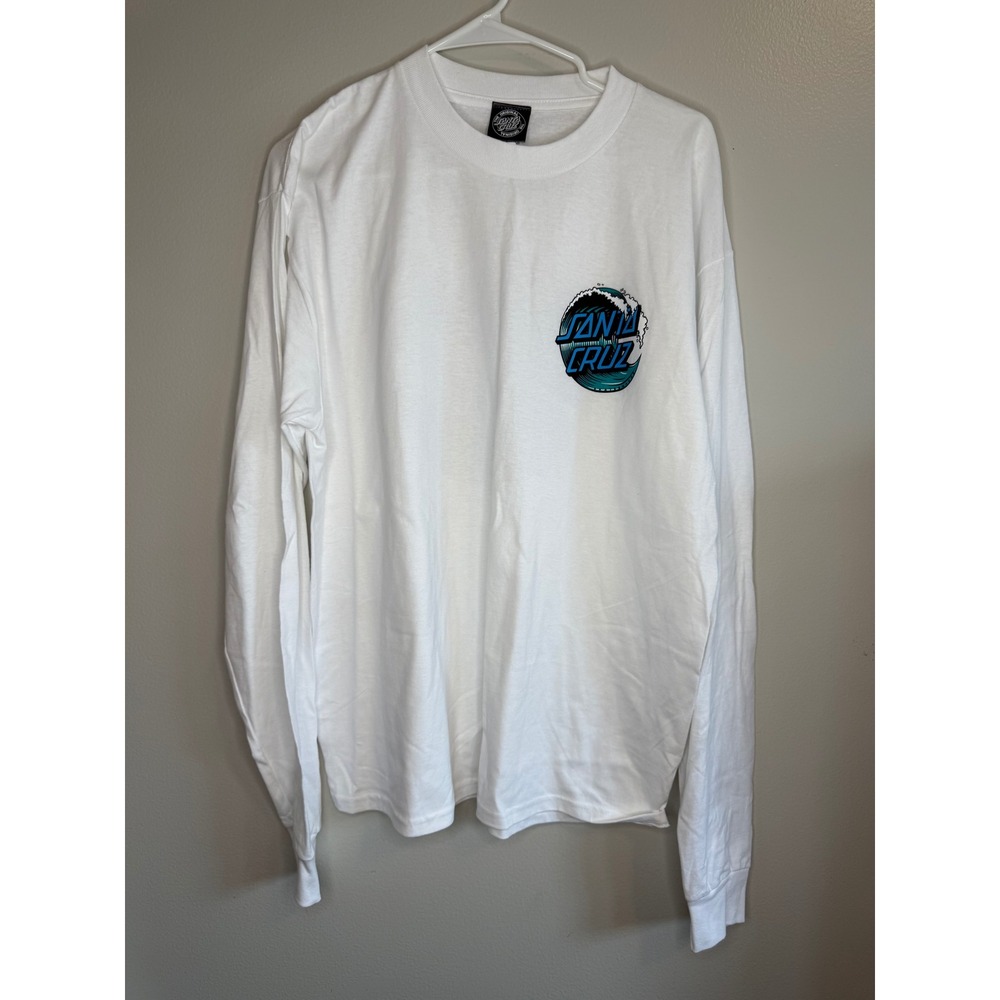 Santa Cruz Long Sleeve T-Shirt Mens Wave Logo Graphic White